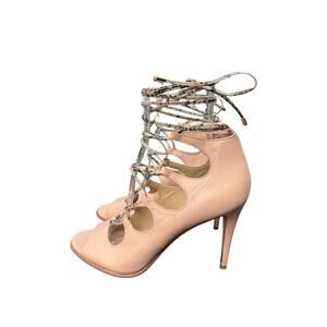 Coach Kira Studded Nude Ghillie Lace Up Heel Women size 10